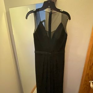 Illusion Cap Sleeve Crepe Black Dress - image 1